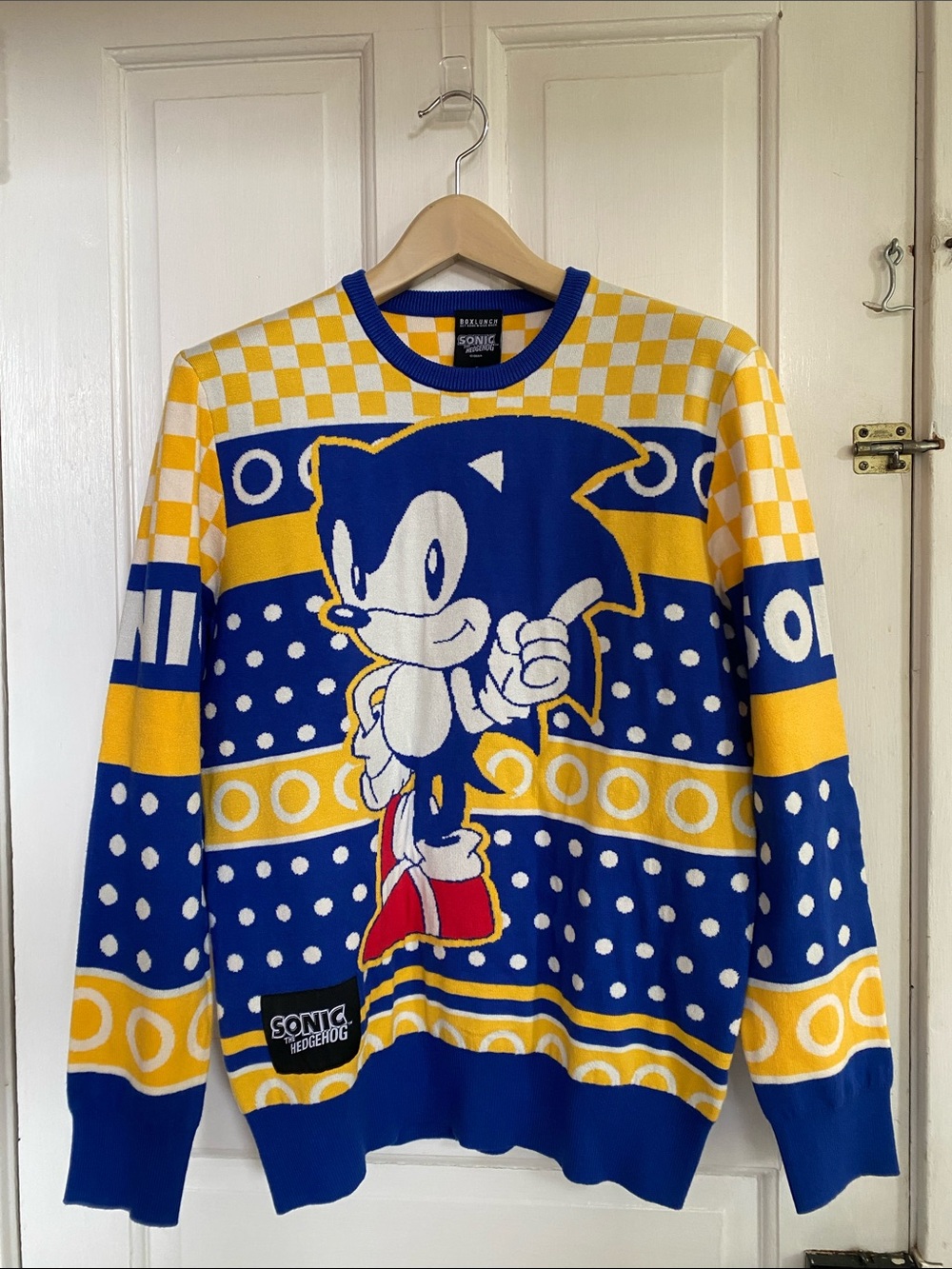 Sonic The Hedgehog Blue & Yellow Crewneck Sweater Size Small